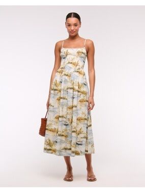 A&F Sydney Smocked Dipped-Waist Midi Dress